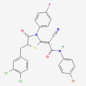 molecular formula C25H15BrCl2FN3O2S B7732488 (2Z)-N-(4-bromophenyl)-2-cyano-2-[5-[(3,4-dichlorophenyl)methyl]-3-(4-fluorophenyl)-4-oxo-1,3-thiazolidin-2-ylidene]acetamide 