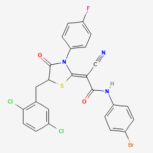 molecular formula C25H15BrCl2FN3O2S B7732494 (2Z)-N-(4-bromophenyl)-2-cyano-2-[5-[(2,5-dichlorophenyl)methyl]-3-(4-fluorophenyl)-4-oxo-1,3-thiazolidin-2-ylidene]acetamide 