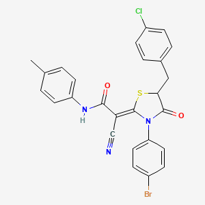 (2Z)-2-[3-(4-bromophenyl)-5-[(4-chlorophenyl)methyl]-4-oxo-1,3-thiazolidin-2-ylidene]-2-cyano-N-(4-methylphenyl)acetamide