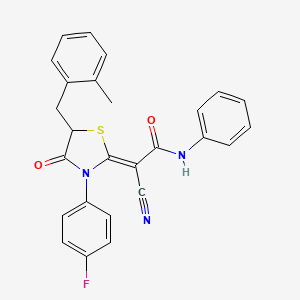 (2Z)-2-cyano-2-[3-(4-fluorophenyl)-5-(2-methylbenzyl)-4-oxo-1,3-thiazolidin-2-ylidene]-N-phenylethanamide
