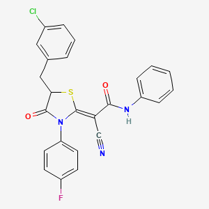 molecular formula C25H17ClFN3O2S B7732550 (2Z)-2-[5-(3-chlorobenzyl)-3-(4-fluorophenyl)-4-oxo-1,3-thiazolidin-2-ylidene]-2-cyano-N-phenylethanamide 