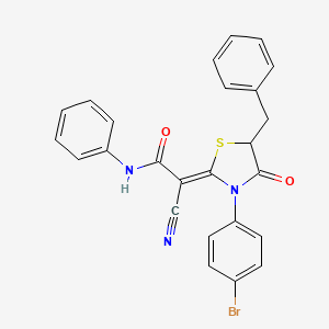 molecular formula C25H18BrN3O2S B7732581 (2Z)-2-[5-benzyl-3-(4-bromophenyl)-4-oxo-1,3-thiazolidin-2-ylidene]-2-cyano-N-phenylacetamide 