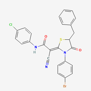 molecular formula C25H17BrClN3O2S B7732604 (2Z)-2-[5-benzyl-3-(4-bromophenyl)-4-oxo-1,3-thiazolidin-2-ylidene]-N-(4-chlorophenyl)-2-cyanoacetamide 