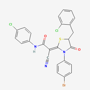 molecular formula C25H16BrCl2N3O2S B7732608 (2Z)-2-[3-(4-bromophenyl)-5-[(2-chlorophenyl)methyl]-4-oxo-1,3-thiazolidin-2-ylidene]-N-(4-chlorophenyl)-2-cyanoacetamide 