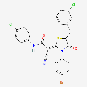 (2Z)-2-[3-(4-bromophenyl)-5-[(3-chlorophenyl)methyl]-4-oxo-1,3-thiazolidin-2-ylidene]-N-(4-chlorophenyl)-2-cyanoacetamide