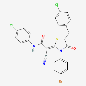 (2Z)-2-[3-(4-bromophenyl)-5-[(4-chlorophenyl)methyl]-4-oxo-1,3-thiazolidin-2-ylidene]-N-(4-chlorophenyl)-2-cyanoacetamide