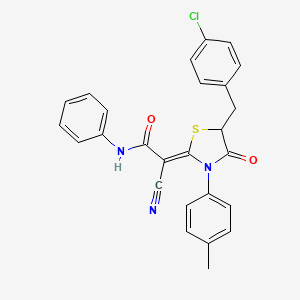 (2Z)-2-[5-(4-chlorobenzyl)-3-(4-methylphenyl)-4-oxo-1,3-thiazolidin-2-ylidene]-2-cyano-N-phenylethanamide