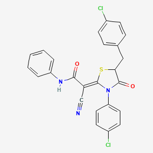 (2Z)-2-[5-(4-chlorobenzyl)-3-(4-chlorophenyl)-4-oxo-1,3-thiazolidin-2-ylidene]-2-cyano-N-phenylethanamide