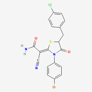 molecular formula C19H13BrClN3O2S B7732719 (2Z)-2-[3-(4-bromophenyl)-5-(4-chlorobenzyl)-4-oxo-1,3-thiazolidin-2-ylidene]-2-cyanoethanamide 