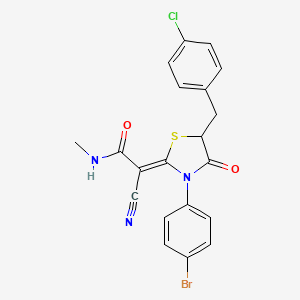 molecular formula C20H15BrClN3O2S B7732726 (2Z)-2-[3-(4-bromophenyl)-5-(4-chlorobenzyl)-4-oxo-1,3-thiazolidin-2-ylidene]-2-cyano-N-methylethanamide 