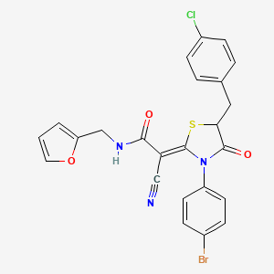 molecular formula C24H17BrClN3O3S B7732743 (2Z)-2-[3-(4-bromophenyl)-5-[(4-chlorophenyl)methyl]-4-oxo-1,3-thiazolidin-2-ylidene]-2-cyano-N-(furan-2-ylmethyl)acetamide 