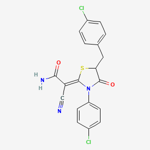 molecular formula C19H13Cl2N3O2S B7732752 (2Z)-2-[5-(4-chlorobenzyl)-3-(4-chlorophenyl)-4-oxo-1,3-thiazolidin-2-ylidene]-2-cyanoethanamide 