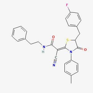 (2Z)-2-cyano-2-[5-(4-fluorobenzyl)-3-(4-methylphenyl)-4-oxo-1,3-thiazolidin-2-ylidene]-N-(2-phenylethyl)ethanamide
