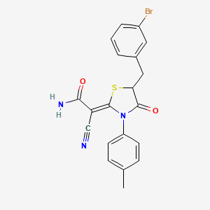 (2Z)-2-[5-(3-bromobenzyl)-3-(4-methylphenyl)-4-oxo-1,3-thiazolidin-2-ylidene]-2-cyanoethanamide