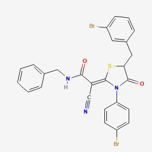 (2Z)-N-benzyl-2-[3-(4-bromophenyl)-5-[(3-bromophenyl)methyl]-4-oxo-1,3-thiazolidin-2-ylidene]-2-cyanoacetamide