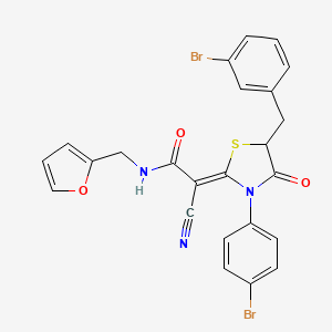 (2Z)-2-[3-(4-bromophenyl)-5-[(3-bromophenyl)methyl]-4-oxo-1,3-thiazolidin-2-ylidene]-2-cyano-N-(furan-2-ylmethyl)acetamide