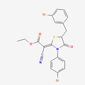 ethyl (2Z)-2-[3-(4-bromophenyl)-5-[(3-bromophenyl)methyl]-4-oxo-1,3-thiazolidin-2-ylidene]-2-cyanoacetate