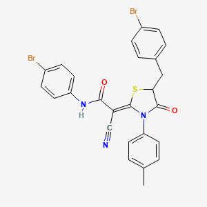 (2Z)-N-(4-bromophenyl)-2-[5-[(4-bromophenyl)methyl]-3-(4-methylphenyl)-4-oxo-1,3-thiazolidin-2-ylidene]-2-cyanoacetamide