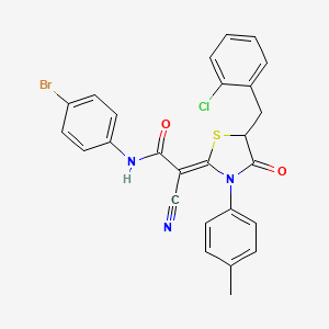 (2Z)-N-(4-bromophenyl)-2-[5-[(2-chlorophenyl)methyl]-3-(4-methylphenyl)-4-oxo-1,3-thiazolidin-2-ylidene]-2-cyanoacetamide