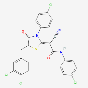 molecular formula C25H15Cl4N3O2S B7732857 (2Z)-N-(4-chlorophenyl)-2-[3-(4-chlorophenyl)-5-[(3,4-dichlorophenyl)methyl]-4-oxo-1,3-thiazolidin-2-ylidene]-2-cyanoacetamide 