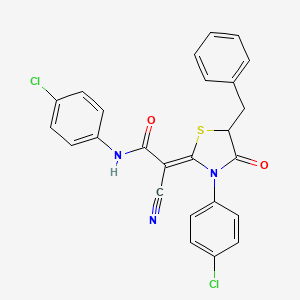 molecular formula C25H17Cl2N3O2S B7732865 (2Z)-2-[5-benzyl-3-(4-chlorophenyl)-4-oxo-1,3-thiazolidin-2-ylidene]-N-(4-chlorophenyl)-2-cyanoethanamide 