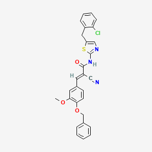 molecular formula C28H22ClN3O3S B7732917 (E)-N-[5-[(2-chlorophenyl)methyl]-1,3-thiazol-2-yl]-2-cyano-3-(3-methoxy-4-phenylmethoxyphenyl)prop-2-enamide 
