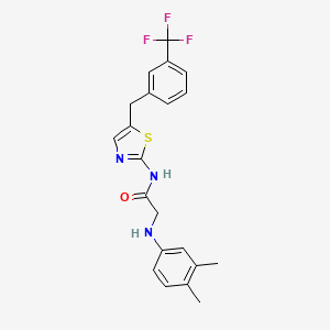 molecular formula C21H20F3N3OS B7732921 N~2~-(3,4-dimethylphenyl)-N-{5-[3-(trifluoromethyl)benzyl]-1,3-thiazol-2-yl}glycinamide 