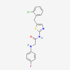 molecular formula C18H15ClFN3OS B7732927 N-[5-(2-chlorobenzyl)-1,3-thiazol-2-yl]-N~2~-(4-fluorophenyl)glycinamide 