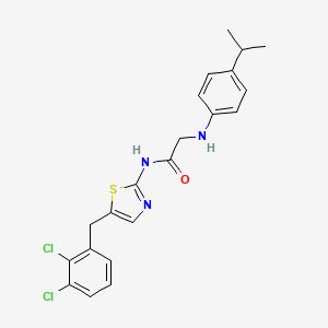 molecular formula C21H21Cl2N3OS B7733008 N-[5-(2,3-dichlorobenzyl)-1,3-thiazol-2-yl]-N~2~-[4-(propan-2-yl)phenyl]glycinamide 