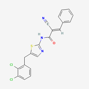 molecular formula C20H13Cl2N3OS B7733057 (2E)-2-cyano-N-[5-(2,3-dichlorobenzyl)-1,3-thiazol-2-yl]-3-phenylprop-2-enamide 