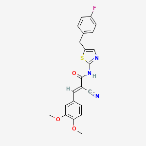 molecular formula C22H18FN3O3S B7733060 (2E)-2-cyano-3-(3,4-dimethoxyphenyl)-N-[5-(4-fluorobenzyl)-1,3-thiazol-2-yl]prop-2-enamide 