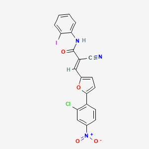 molecular formula C20H11ClIN3O4 B7733063 (E)-3-[5-(2-chloro-4-nitrophenyl)furan-2-yl]-2-cyano-N-(2-iodophenyl)prop-2-enamide 