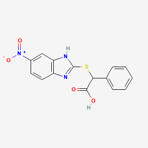 molecular formula C15H11N3O4S B7733070 [(5-nitro-1H-benzimidazol-2-yl)sulfanyl](phenyl)acetic acid 
