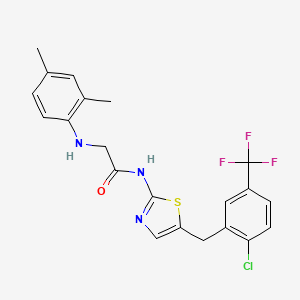 molecular formula C21H19ClF3N3OS B7733130 N-{5-[2-chloro-5-(trifluoromethyl)benzyl]-1,3-thiazol-2-yl}-N~2~-(2,4-dimethylphenyl)glycinamide 