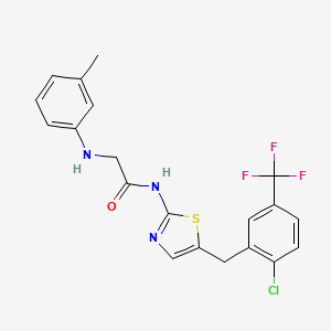 molecular formula C20H17ClF3N3OS B7733144 N-{5-[2-chloro-5-(trifluoromethyl)benzyl]-1,3-thiazol-2-yl}-N~2~-(3-methylphenyl)glycinamide 