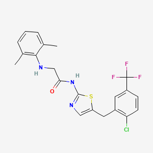 molecular formula C21H19ClF3N3OS B7733155 N-{5-[2-chloro-5-(trifluoromethyl)benzyl]-1,3-thiazol-2-yl}-N~2~-(2,6-dimethylphenyl)glycinamide 
