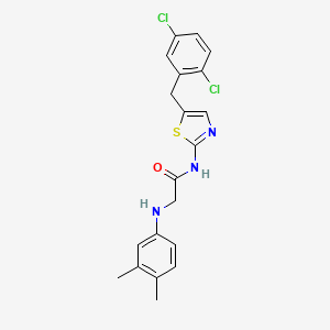 molecular formula C20H19Cl2N3OS B7733227 N-[5-(2,5-dichlorobenzyl)-1,3-thiazol-2-yl]-N~2~-(3,4-dimethylphenyl)glycinamide 