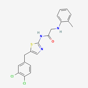 molecular formula C19H17Cl2N3OS B7733243 N-[5-(3,4-dichlorobenzyl)-1,3-thiazol-2-yl]-N~2~-(2-methylphenyl)glycinamide 