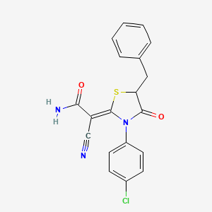 (2Z)-2-[5-benzyl-3-(4-chlorophenyl)-4-oxo-1,3-thiazolidin-2-ylidene]-2-cyanoethanamide