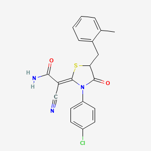 molecular formula C20H16ClN3O2S B7733336 (2Z)-2-[3-(4-chlorophenyl)-5-(2-methylbenzyl)-4-oxo-1,3-thiazolidin-2-ylidene]-2-cyanoethanamide 