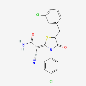 (2Z)-2-[5-(3-chlorobenzyl)-3-(4-chlorophenyl)-4-oxo-1,3-thiazolidin-2-ylidene]-2-cyanoethanamide