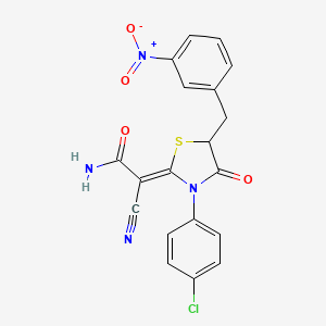 molecular formula C19H13ClN4O4S B7733351 (2Z)-2-[3-(4-chlorophenyl)-5-(3-nitrobenzyl)-4-oxo-1,3-thiazolidin-2-ylidene]-2-cyanoethanamide 