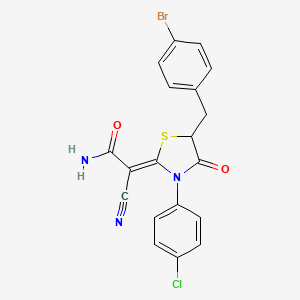 molecular formula C19H13BrClN3O2S B7733353 (2Z)-2-[5-(4-bromobenzyl)-3-(4-chlorophenyl)-4-oxo-1,3-thiazolidin-2-ylidene]-2-cyanoethanamide 