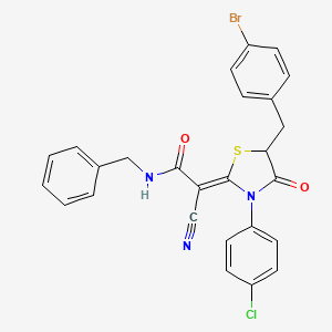 (2Z)-N-benzyl-2-[5-[(4-bromophenyl)methyl]-3-(4-chlorophenyl)-4-oxo-1,3-thiazolidin-2-ylidene]-2-cyanoacetamide