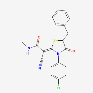 molecular formula C20H16ClN3O2S B7733381 (2Z)-2-[5-benzyl-3-(4-chlorophenyl)-4-oxo-1,3-thiazolidin-2-ylidene]-2-cyano-N-methylethanamide 