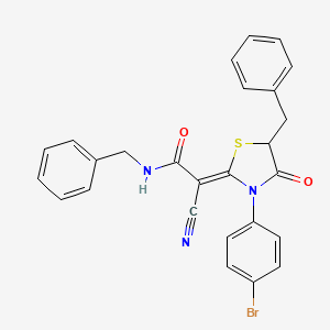 (2Z)-N-benzyl-2-[5-benzyl-3-(4-bromophenyl)-4-oxo-1,3-thiazolidin-2-ylidene]-2-cyanoacetamide