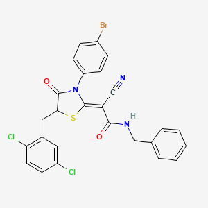 (2Z)-N-benzyl-2-[3-(4-bromophenyl)-5-[(2,5-dichlorophenyl)methyl]-4-oxo-1,3-thiazolidin-2-ylidene]-2-cyanoacetamide