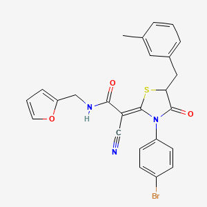(2Z)-2-[3-(4-bromophenyl)-5-[(3-methylphenyl)methyl]-4-oxo-1,3-thiazolidin-2-ylidene]-2-cyano-N-(furan-2-ylmethyl)acetamide
