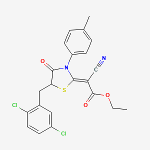 molecular formula C22H18Cl2N2O3S B7733435 ethyl (2Z)-cyano[5-(2,5-dichlorobenzyl)-3-(4-methylphenyl)-4-oxo-1,3-thiazolidin-2-ylidene]ethanoate 