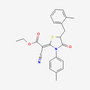 molecular formula C23H22N2O3S B7733460 ethyl (2Z)-cyano[5-(2-methylbenzyl)-3-(4-methylphenyl)-4-oxo-1,3-thiazolidin-2-ylidene]ethanoate 